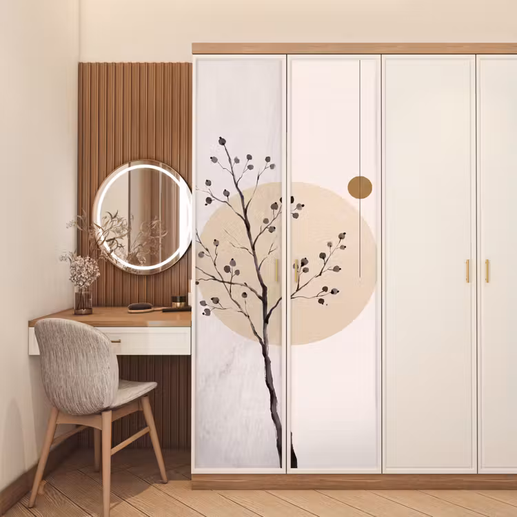 Door sticker - Plant - Abstract - Beige - Plant - Abstract - Beige deurposter klein