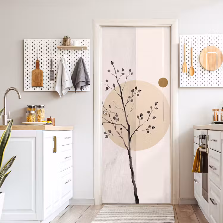 Door sticker - Plant - Abstract - Beige - Plant - Abstract - Beige deurposter klein