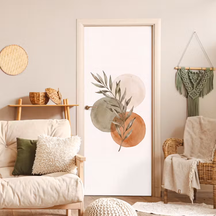 Door sticker - Plant - Circles - Abstract - Plant - Cirkels - Abstract deurposter klein