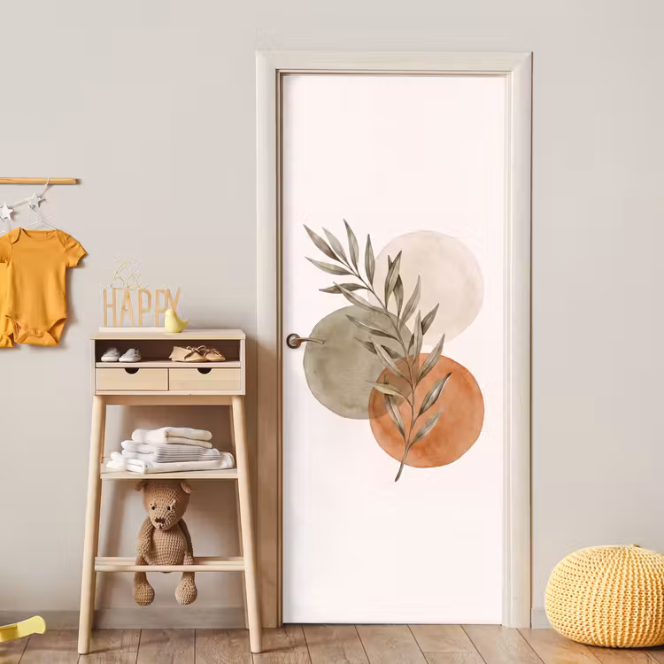 Door sticker - Plant - Circles - Abstract - Plant - Cirkels - Abstract deurposter klein