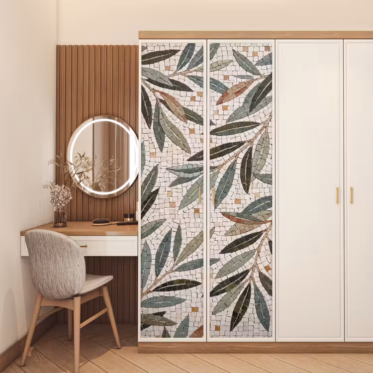 Plant - Blad - Mozaïek - Groen deurposter klein -sfeer3
