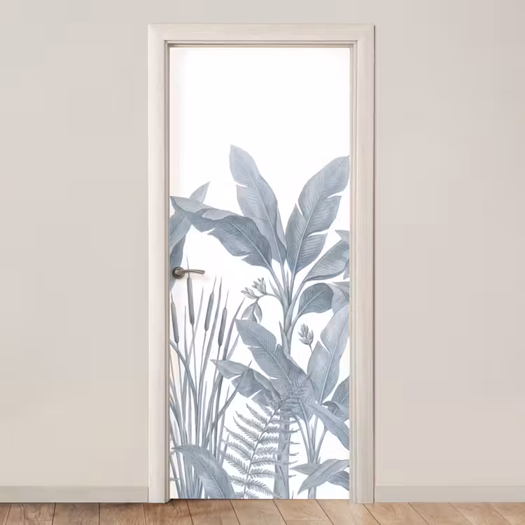 Planten - Bladeren - Natuur - Grijs deurposter klein -3d_beige