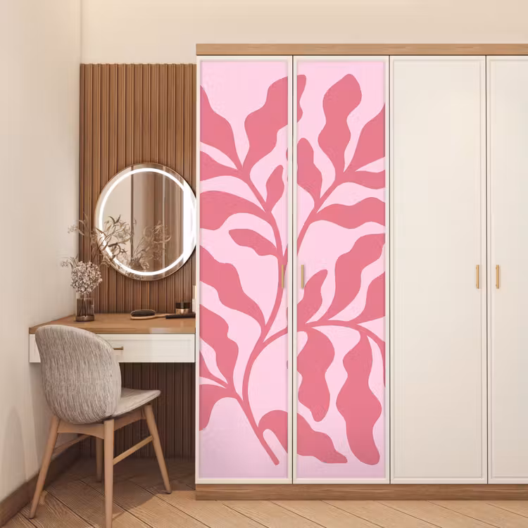 Planten - Organisch - Abstract - Modern - Roze deurposter klein -sfeer3