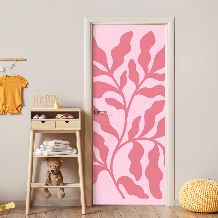 Planten - Organisch - Abstract - Modern - Roze deurposter klein -sfeer4