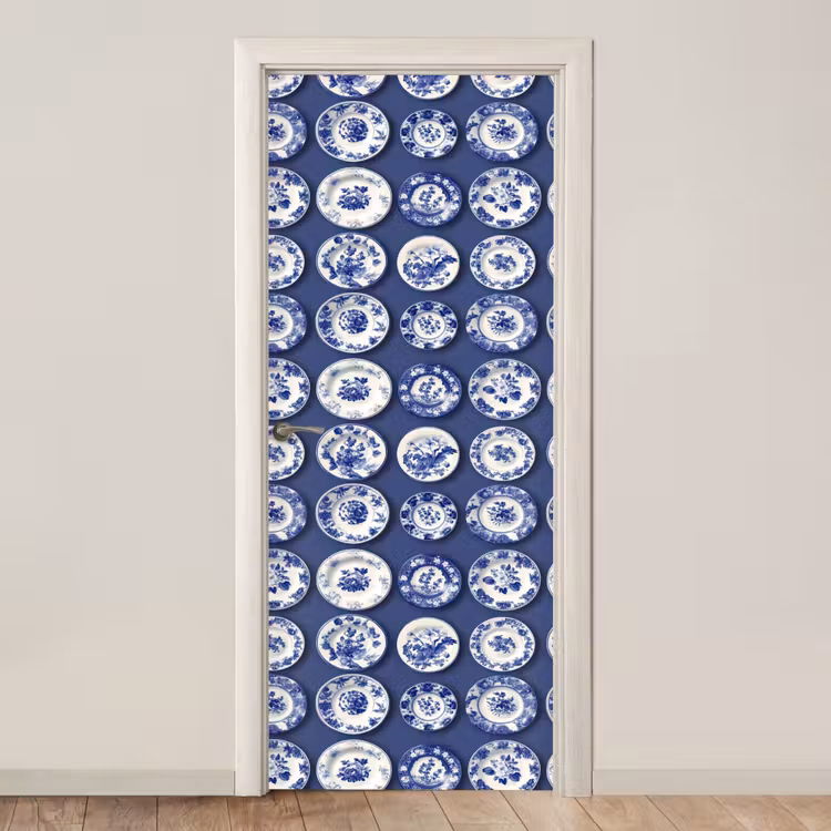 Borden - Floraal - Blauw deurposter klein 289 -3d_beige