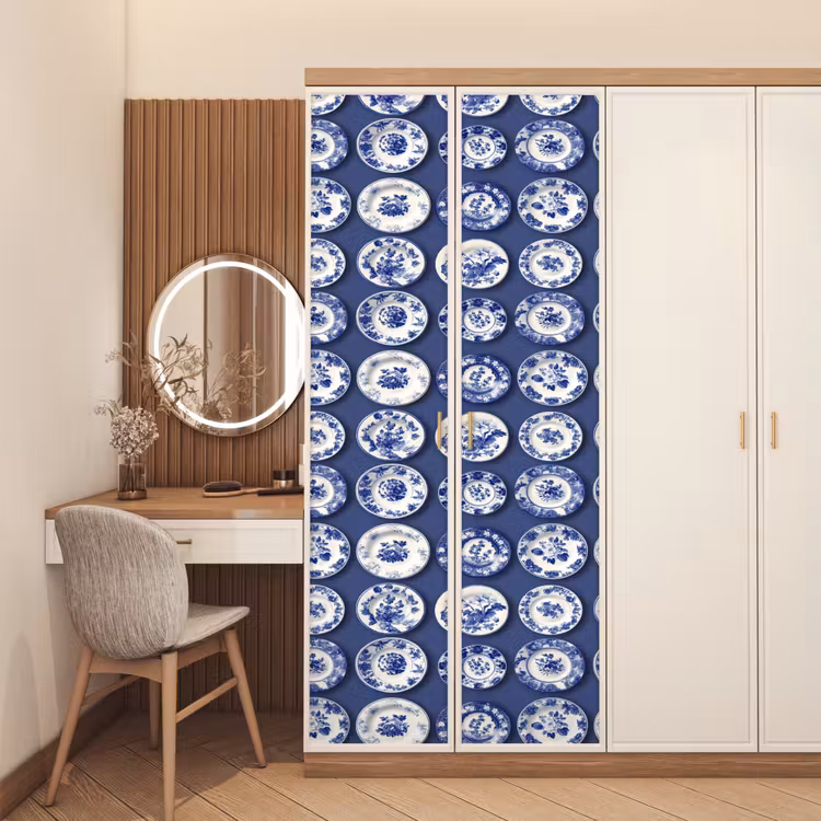 Borden - Floraal - Blauw deurposter klein 289 -sfeer3