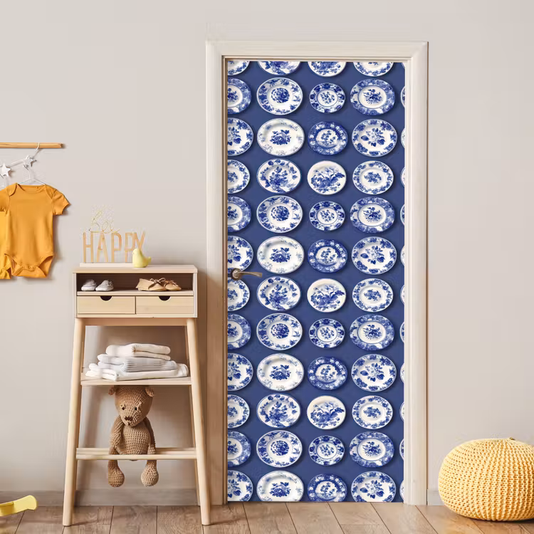 Borden - Floraal - Blauw deurposter klein 289 -sfeer4