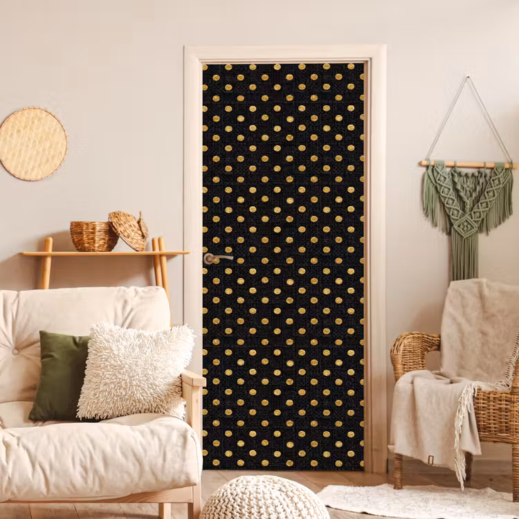 Polka Dot - Stippen - Goud - Zwart deurposter klein 289 -sfeer2