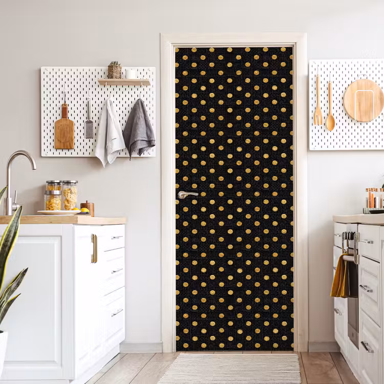 Polka Dot - Stippen - Goud - Zwart deurposter klein 289 -sfeer5