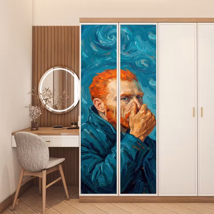 Portret - Klassiek - Blauw deurposter klein -sfeer3