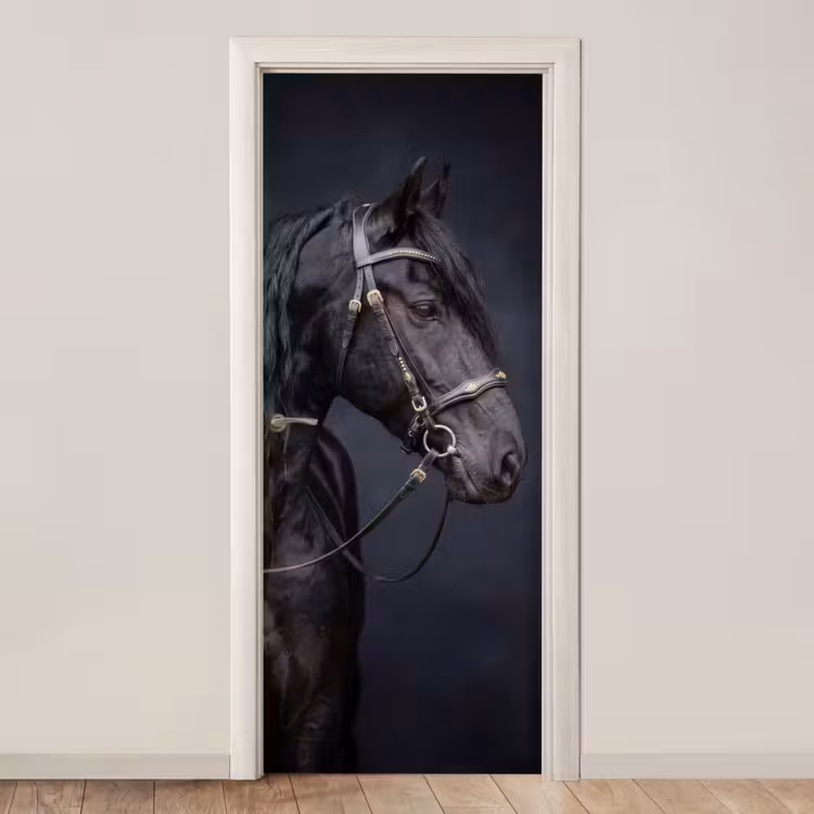 Portret - Paard - Donker deurposter klein -3d_beige