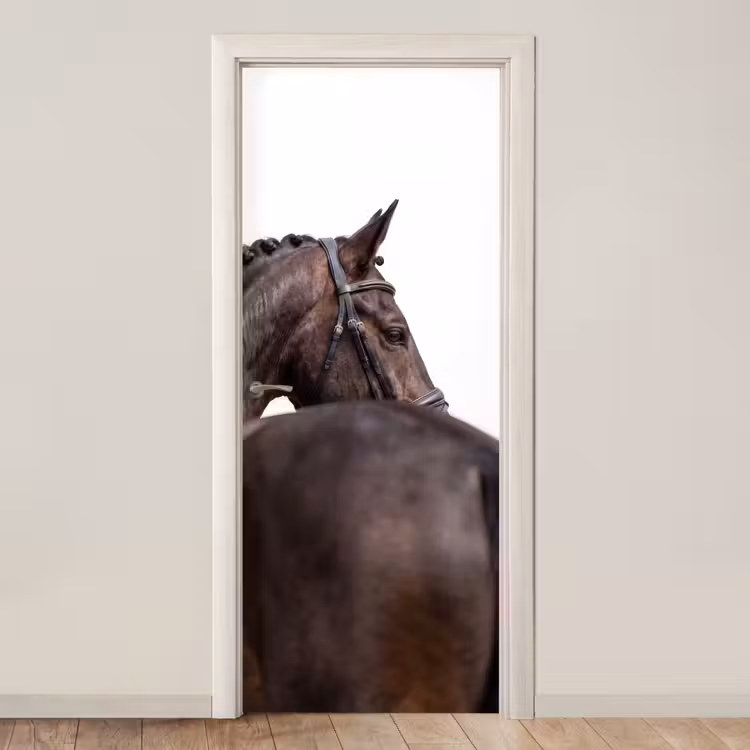 Portret - Paard - Elegant deurposter klein -3d_beige