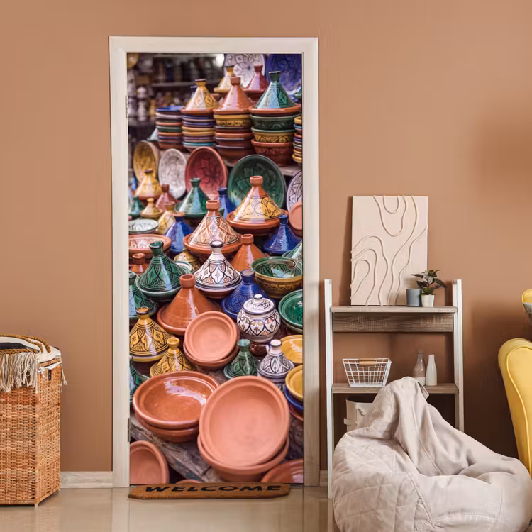 Door sticker - Pottery - Colorful - Pattern - Aardewerk - Kleurrijk - Patroon deurposter klein