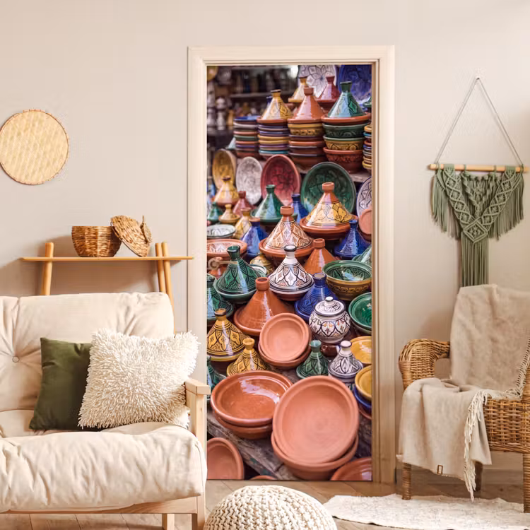 Door sticker - Pottery - Colorful - Pattern - Aardewerk - Kleurrijk - Patroon deurposter klein