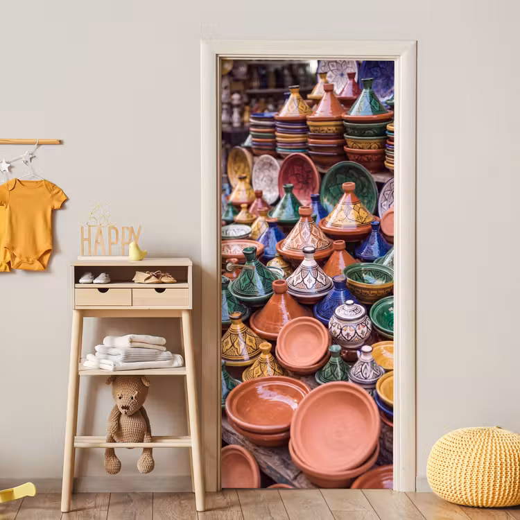 Door sticker - Pottery - Colorful - Pattern - Aardewerk - Kleurrijk - Patroon deurposter klein