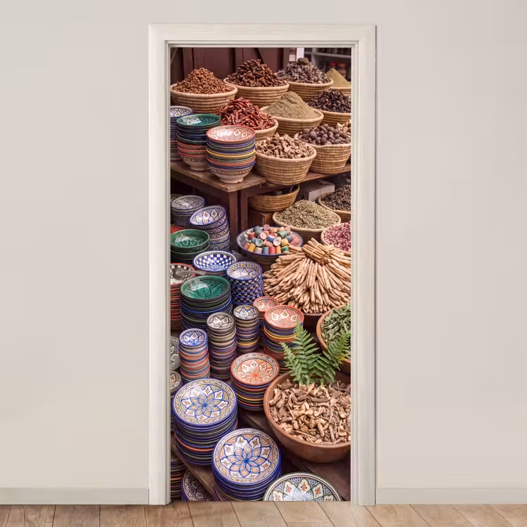 Door sticker - Pottery - Oriental - Colorful - Aardewerk - Oosters - Kleurrijk deurposter klein