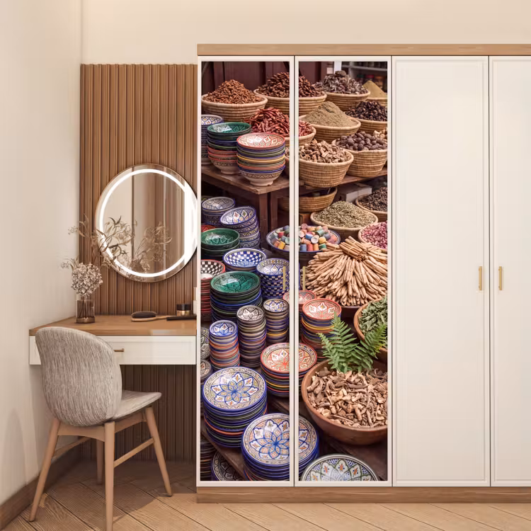 Door sticker - Pottery - Oriental - Colorful - Aardewerk - Oosters - Kleurrijk deurposter klein