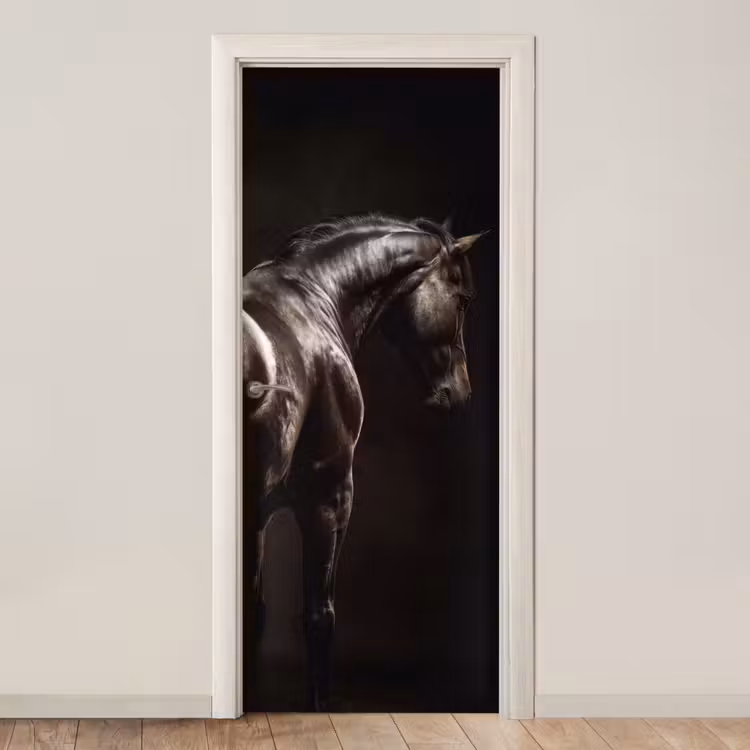 Krachtig - Paard - Donker deurposter klein -3d_beige