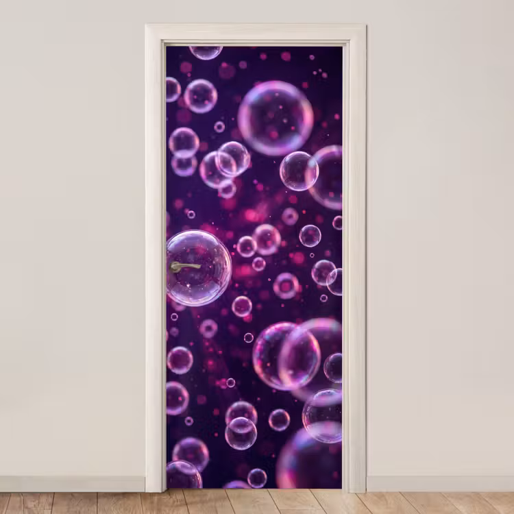 Paars - Bubbels - Schuim deurposter klein -3d_beige