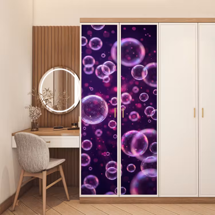 Paars - Bubbels - Schuim deurposter klein -sfeer3