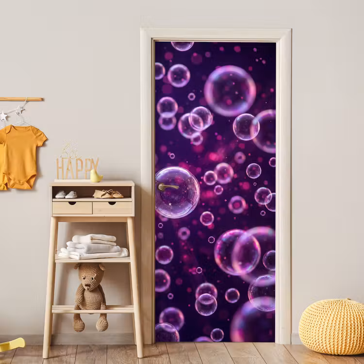 Paars - Bubbels - Schuim deurposter klein -sfeer4