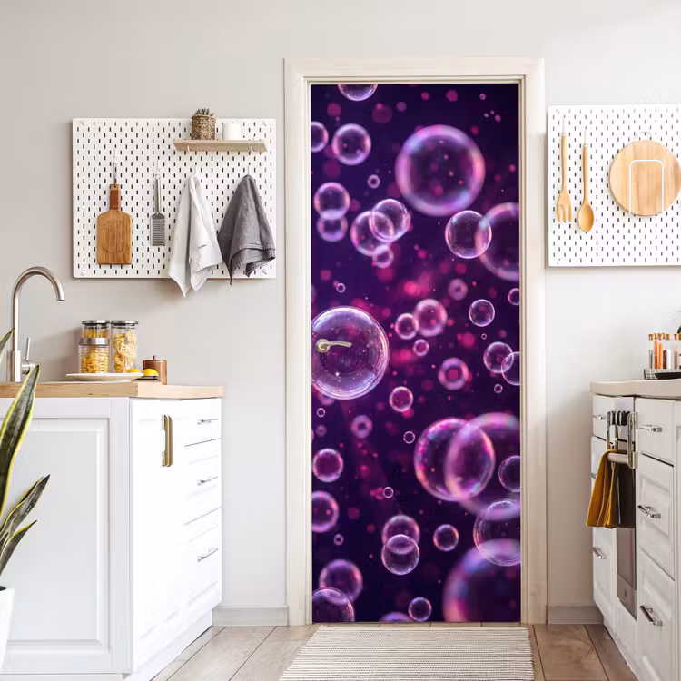 Paars - Bubbels - Schuim deurposter klein -sfeer5
