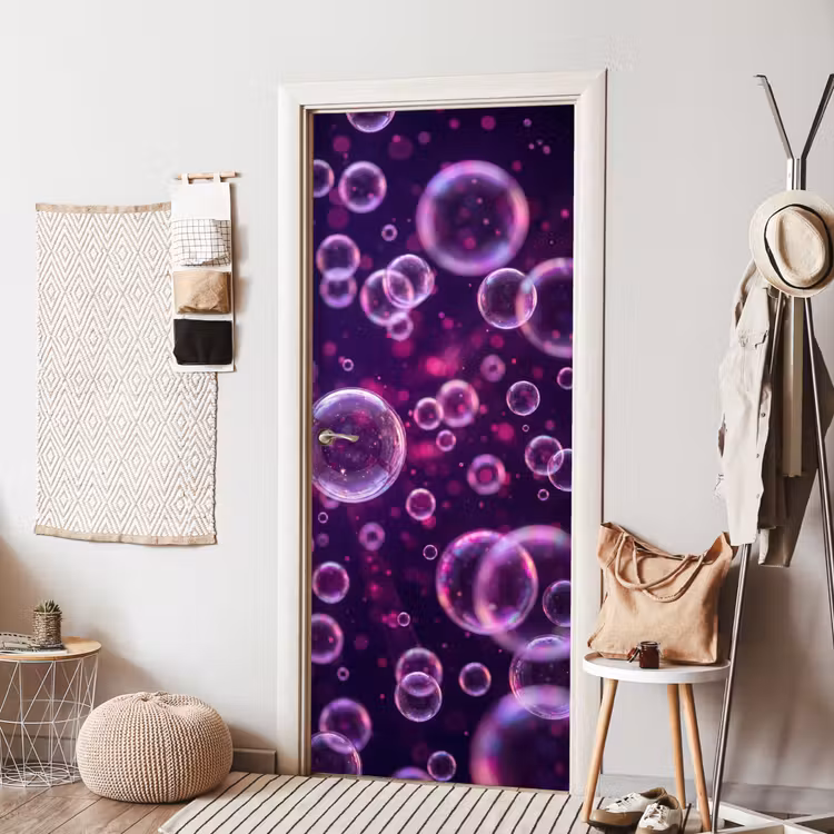 Paars - Bubbels - Schuim deurposter klein -sfeer6