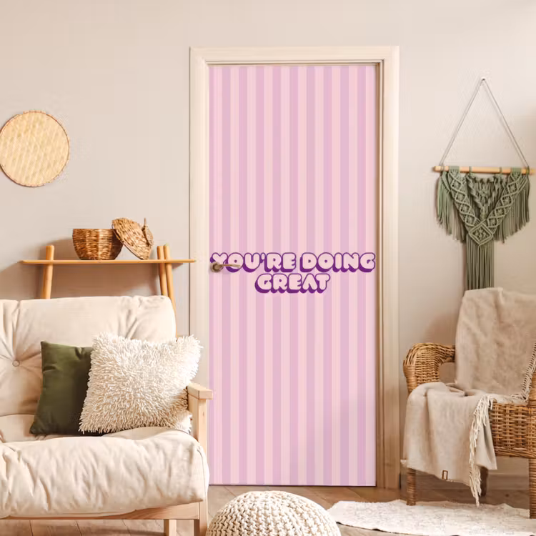 Paars - Strepen - You're doing great - Schaduw deurposter klein -sfeer2