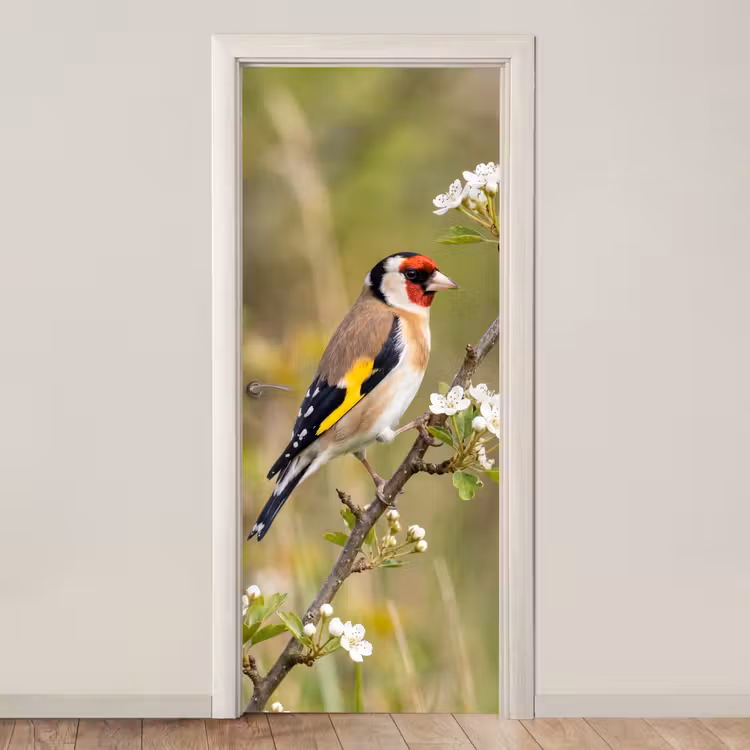 Putter - Bloesem - Lente - Natuur - Kleurrijk deurposter klein -3d_beige