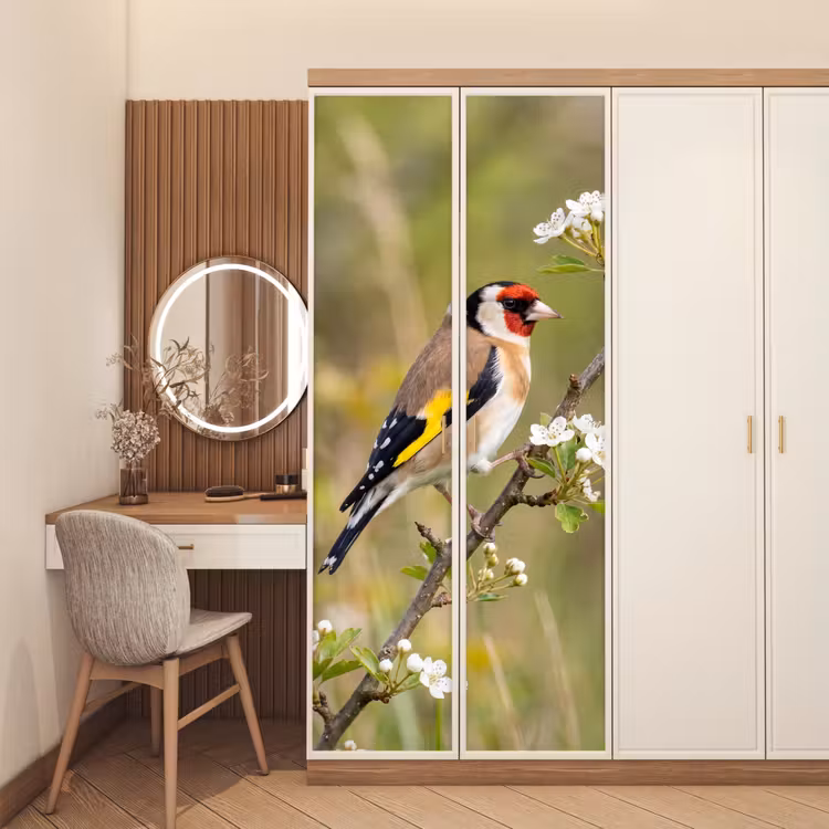 Putter - Bloesem - Lente - Natuur - Kleurrijk deurposter klein -sfeer3