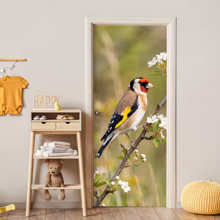 Putter - Bloesem - Lente - Natuur - Kleurrijk deurposter klein -sfeer4