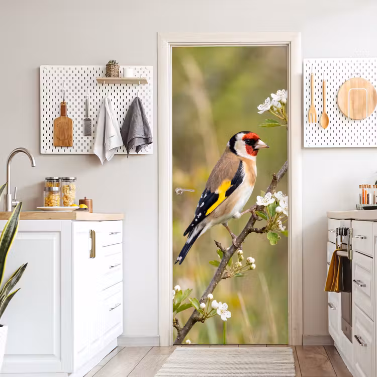 Putter - Bloesem - Lente - Natuur - Kleurrijk deurposter klein -sfeer5
