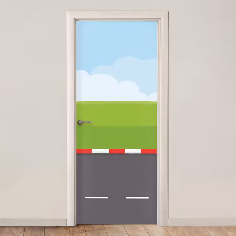 Racebaan - Illustratie - Sport - Kleurrijk deurposter klein -3d_beige