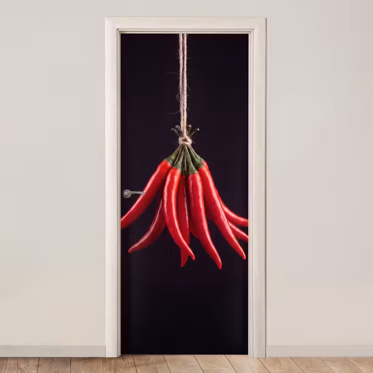 Door sticker - Red Pepper - Food - Rode peper - Eten deurposter klein