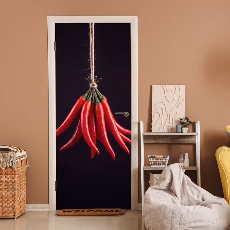 Door sticker - Red Pepper - Food - Rode peper - Eten deurposter klein