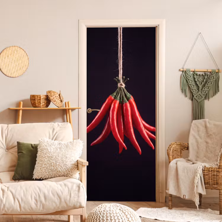 Door sticker - Red Pepper - Food - Rode peper - Eten deurposter klein