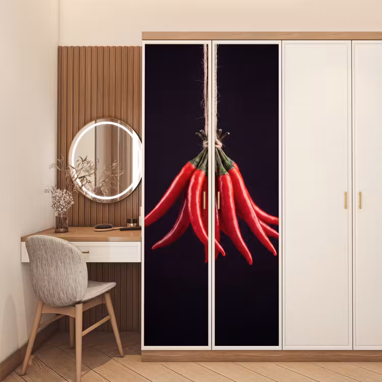 Door sticker - Red Pepper - Food - Rode peper - Eten deurposter klein