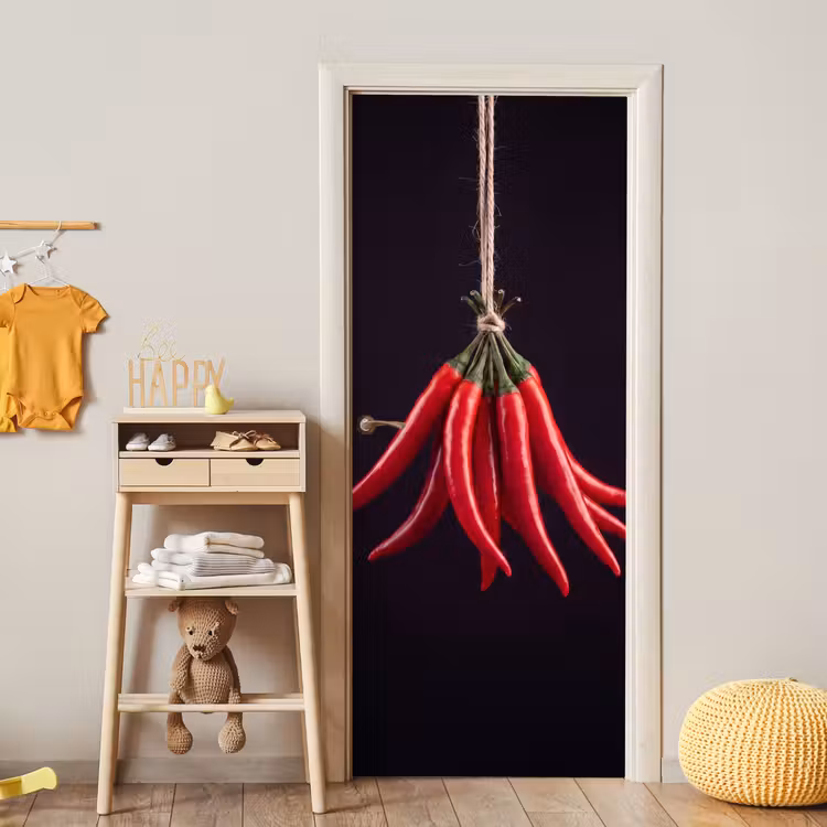Door sticker - Red Pepper - Food - Rode peper - Eten deurposter klein
