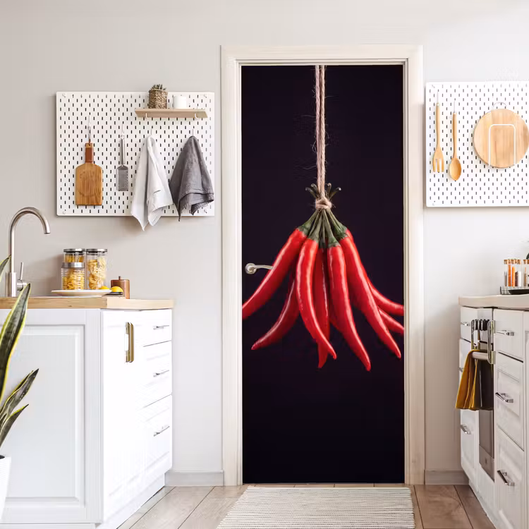 Door sticker - Red Pepper - Food - Rode peper - Eten deurposter klein