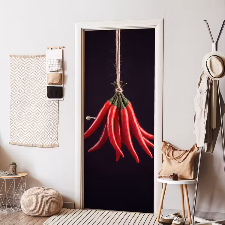 Door sticker - Red Pepper - Food - Rode peper - Eten deurposter klein