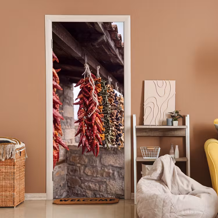 Door sticker - Red Peppers - Food - Rode pepers - Eten deurposter klein