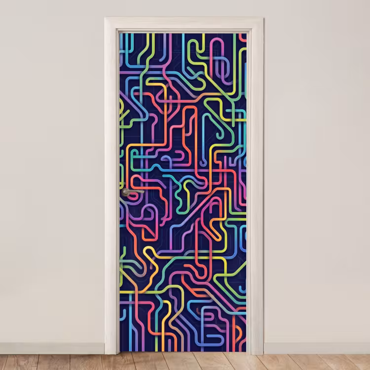 Retro - Abstract - Neon deurposter klein -3d_beige