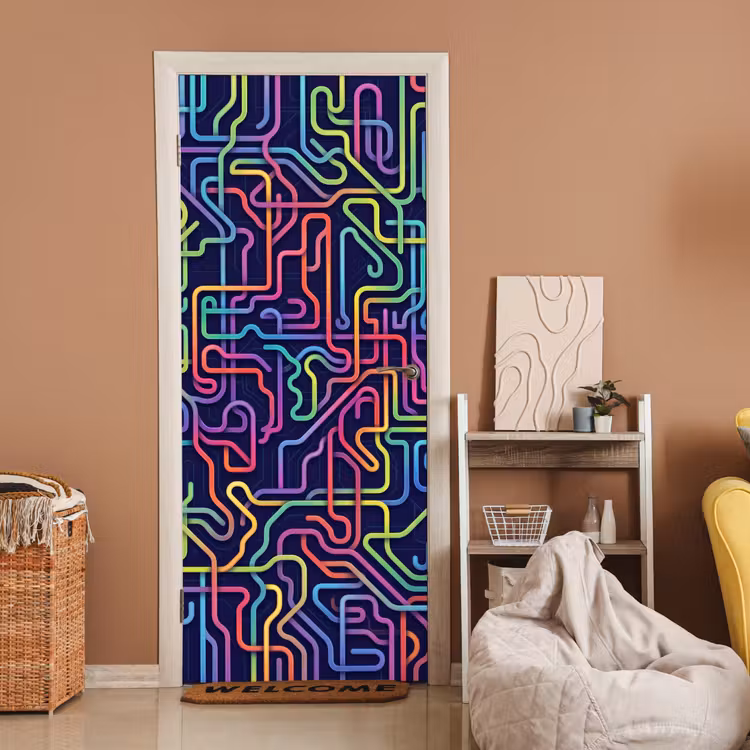 Retro - Abstract - Neon deurposter klein -sfeer1