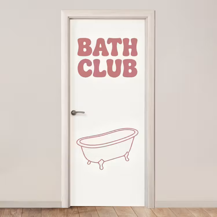 Retro - Bad - Roze deurposter klein -3d_beige