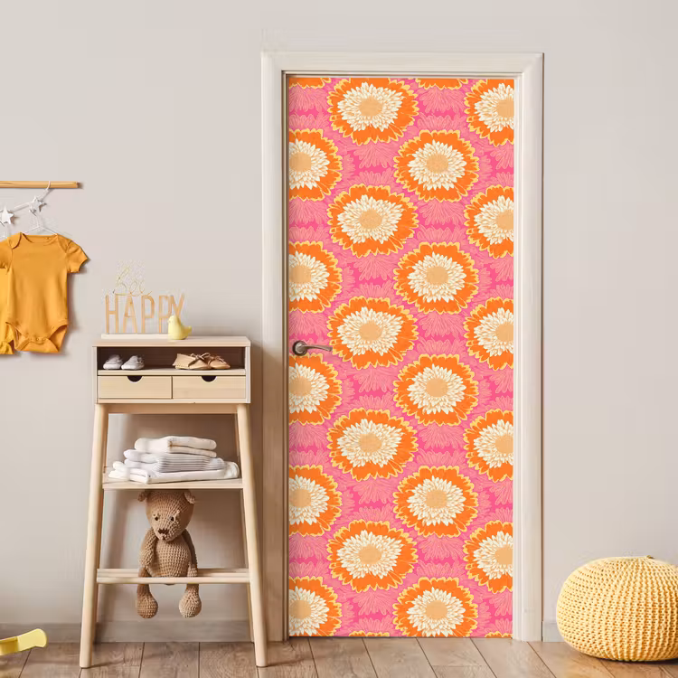 Retro - Bloemen - Kleurrijk deurposter klein 289 -sfeer4