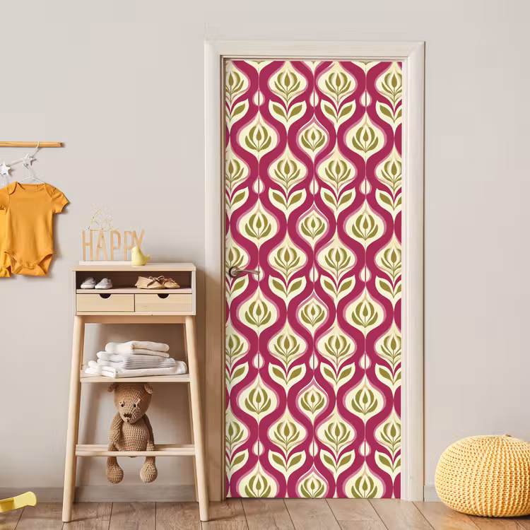 Retro - Floraal - Paars deurposter klein 289 -sfeer4