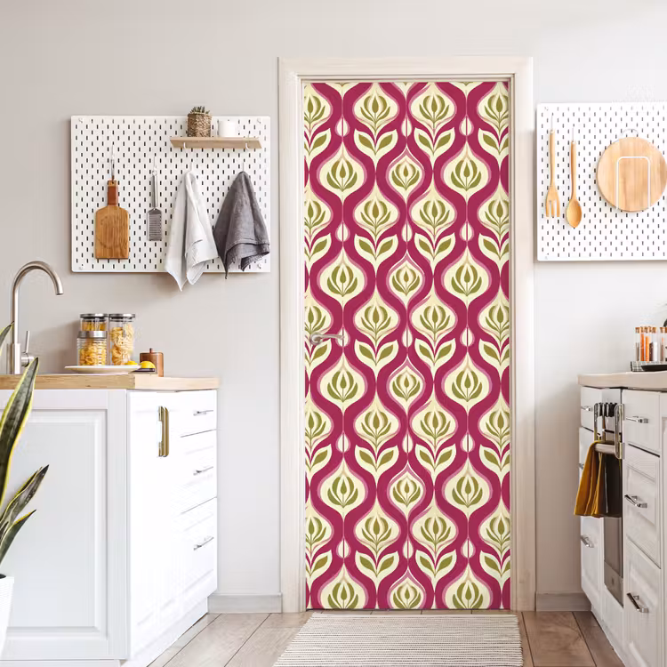 Retro - Floraal - Paars deurposter klein 289 -sfeer5