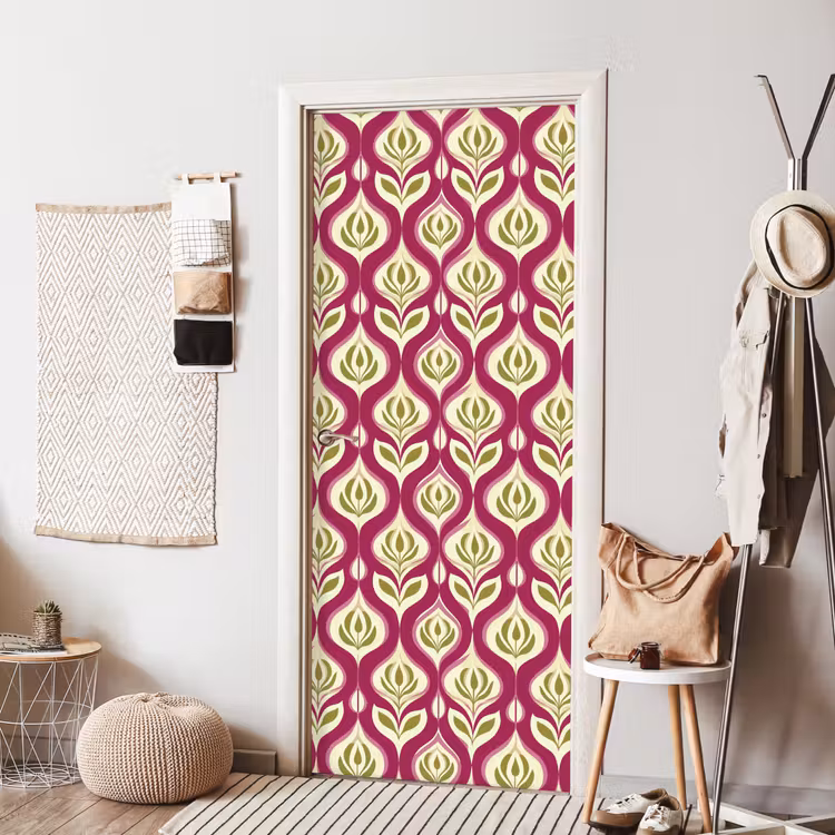 Retro - Floraal - Paars deurposter klein 289 -sfeer6