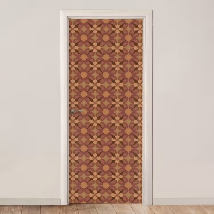 Retro - Bloemen - Bruin deurposter klein 289 -3d_beige