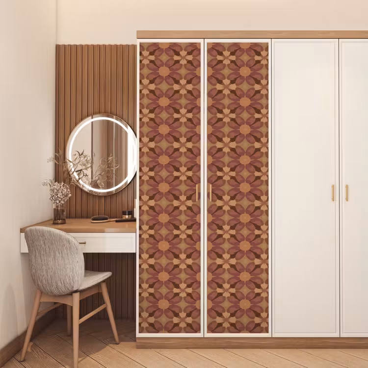 Retro - Bloemen - Bruin deurposter klein 289 -sfeer3